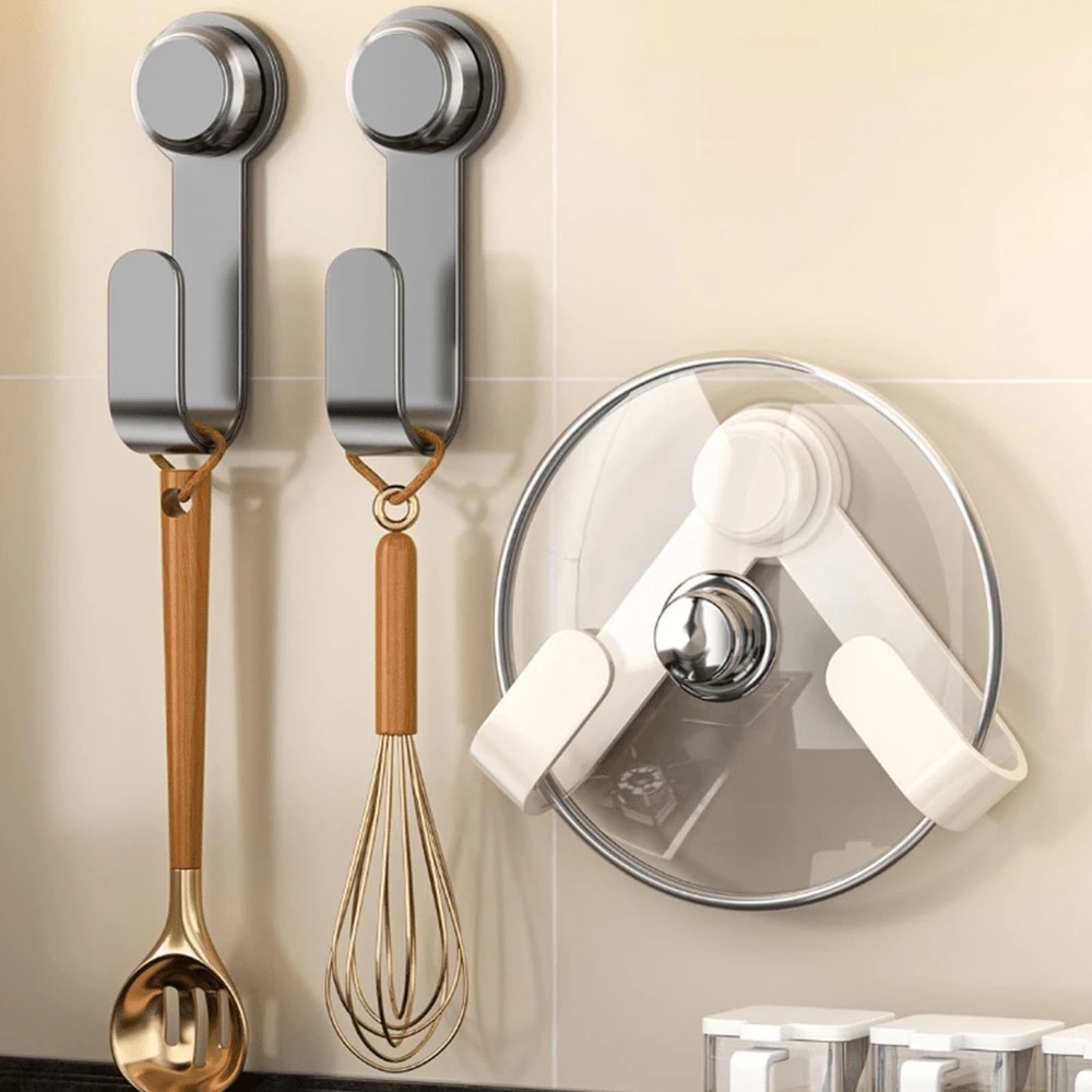1pc/Pot Lid Storage Rack, Wall-Mounted Pot Lid Holder, Hanging Pot Lid Storage Device, Multi-Functional Rotatable And Sturdy Pot Lid Rack. Suitable For Kitchen Use Adjustable Rotatable Pot Lid Holder