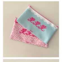 Reversible Leopard Pattern Canvas Storage Pouch With Lace Detail, Zipper Closure Multipurpose Organizer Bag, Portable Cosmetic & Stationery Carry Pouch - A - View 4