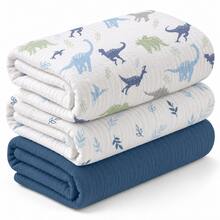 3pcs/Set Fine Cotton Swaddle Blankets, Breathable Soft Newborn Receiving Blankets, Swaddle Wrap Burp Cloths, Baby Baptism Essentials, Toddler Gifts - Multicolor - View 16
