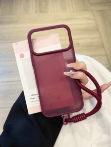 1件酒紅色短掛繩親膚磨砂透明手機殼，適用於 iPhone 17 17 Pro 17 Air 17 Pro Max 11 11 Pro 11 Pro Max 12 12 Pro 12 Pro Max 13 13 Pro 13 Pro Max 14 14 Pro 14 Plus 14 Pro Max 15 15 Pro 15 Plus 16 16 Pro 16 Pro Max 16 Plus 18 18 Pro 18 Pro Max - 酒紅色 - 查看 2