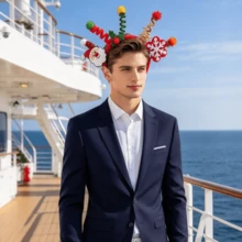 3pcs Christmas Party Creative Twist Headbands, Santa Claus Reindeer Snowflake Pom Pom Headbands, Holiday Party Performance Costume Headwear - Multicolor - View 6