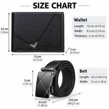 2PCS Men's Wallet And Belt Gift Set, PU Leather Bifold Wallet, Automatic Buckle Belt, Business Style, Birthday Christmas Father's Day Gift - Black - View 5