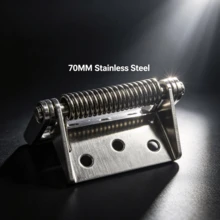 1pc Heavy Duty Stainless Steel Spring Hinge, Auto-Closing Self-Resetting, Industrial Load-Bearing - 70mm Stainless Steel - View 3