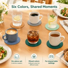 6pcs/Set Silicone Cup Coasters With Cup Holder, Heat-Resistant Round Silicone Coasters For Hot Or Cold Drinks, Suitable For Home Kitchen, Heat-Resistant Coasters And Placemats, Perfect For Housewarming Gifts - View 4