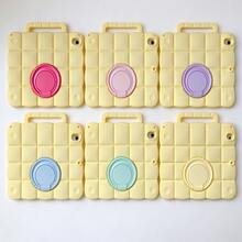 Soft Grid Silicone Tablet Case Compatible With Ipad, Portable Handle & 360° Rotating Kickstand, Anti-Drop Full Coverage Protective Cover, Multi-Color Ring, Fits All Generations - Multicolor - View 10