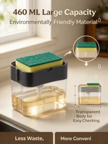 1pc Kitchen Soap Dispenser, Plastic Soap Sponge Holder And Sponge, Dish Soap Dispenser, Space-Saving Kitchen Sink Organizer, Suitable For Home Cleaning, Kitchen Accessories, Kitchen Storage, Bathroom Accessories, Christmas Home Decor,Room Decor - Multicolor - View 5