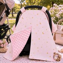 Baby Car Seat Cover, Baby Car Seat Sun Shade, Soft Breathable Baby Stroller Sun Curtain - Pink Starry Sky - View 4
