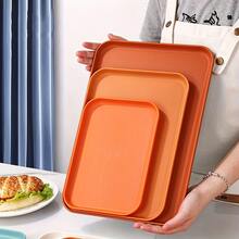 3/1pc Orange Rectangular Plastic Tray, 5 Sizes Available, Non-Slip Storage Tray For Breakfast, Fruit, Snacks, Cosmetics, Keys, Kitchen And Living Room Decor - Multicolor - View 4