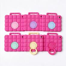 Shockproof Silicone Case With Handle & 360° Rotating Ring Kickstand, 6 Optional Ring Colors, Full Coverage Tablet Protective Cover For IPad - Multicolor - View 1