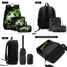 Splatter Football Street Graffiti Style 2D Print 3 Pieces Set, Side Elastic Mesh Pocket Water Bottle Holder, Wide Thick Breathable Adjustable Shoulder Strap, Fashion Football Fan Commute Game-Watching Sports Travel Storage Set - Printed Bag - View 9
