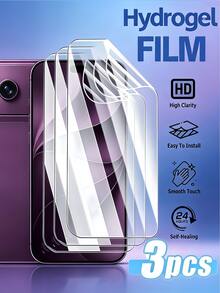 3Pcs HD Clear Hydrogel Film, Self-Healing Soft Screen Protector, High Clarity Smooth Touch Anti-Scratch Full Coverage Phone Screen Film Compatible With IPhone 18 Pro Max 17 16 15 Plus 14 13 12 11 Series - Clear - View 10