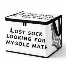 1pc Fun Socks Storage Box, Foldable Soft Fabric With Zipper, Multiple Patterns And Sizes Available, Multi-Functional Storage Bag, Suitable For Storing Clothes, Towels And Bedding - Sock Organizer - View 12