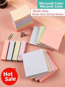 1pc Morandi Color Sticky Notes, Colorful Self-Adhesive Memo Pads, Student Message Notes, Office Stationery Tear-Off Memo Paper, Wholesale - A - View 2