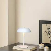 Nordic Style Wireless Mushroom Table Lamp, Modern Metal Touch Desk Lamp, LED Bedroom Living Room Office Bedside Lamp, 3-Color Dimmable, Luxury Style Lamp - Multicolor - View 7
