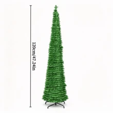1.2m Slim Folding Christmas Tree, Multiple Colors Available, Stable Metal Base, Foldable Artificial Branches, Suitable For Indoor Home And Store Window Christmas Decorations - Multicolor - View 12