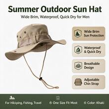 Unisex Western Cowboy Hat, Summer Outdoor Hiking Camping Waterproof Quick Dry Bucket Hat, Japanese Style Sun Protection Hat - Light Khaki - View 5