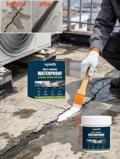 Multi-Purpose Waterproof Leak Repair Coating, Efficiently Repairs Wall And Floor Cracks, Strongly Seals Water Seepage And Leaks, Forms A Durable Waterproof Protective Layer. Suitable For Indoor And Outdoor Use, Easy To Apply With Brush, Quickly Fills Gaps, Creates A Stable Waterproof Barrier, Long-Lasting Resistance To Rain And Moisture, Say Goodbye To Wall And Floor Leakage Troubles.