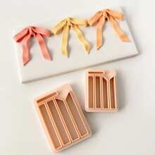 Bow-Shaped Soft Clay Earring Cutter Spring Series Hanging Bow Soft Clay Mold, Used For Making Polymer Clay Jewelry, Polymer Clay Earring Studs Making Tools, Clay Jewelry Making Set, Clay Earring Mold - Apricot - View 1
