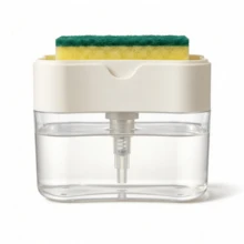 1pc Kitchen Soap Dispenser, Plastic Soap Sponge Holder And Sponge, Dish Soap Dispenser, Space-Saving Kitchen Sink Organizer, Suitable For Home Cleaning, Kitchen Accessories, Kitchen Storage, Bathroom Accessories, Christmas Home Decor,Room Decor - Multicolor - View 6