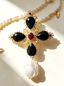 Women Golden Cross Brooch Pins Jewelry For Women Ladies Party Mother's Day Gift - Cross - View 1