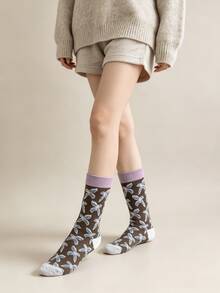 1/3 Pairs All-Season Vintage Artistic Jacquard Pattern Fashion Versatile Mid-Calf Socks - Multicolor - View 12