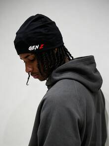 GEN Z 印花骷髏帽 透氣頭盔內襯運動單車針織帽 休閒 Y2K 街頭風嘻哈寬鬆頭飾 - Z 世代 - 查看 2
