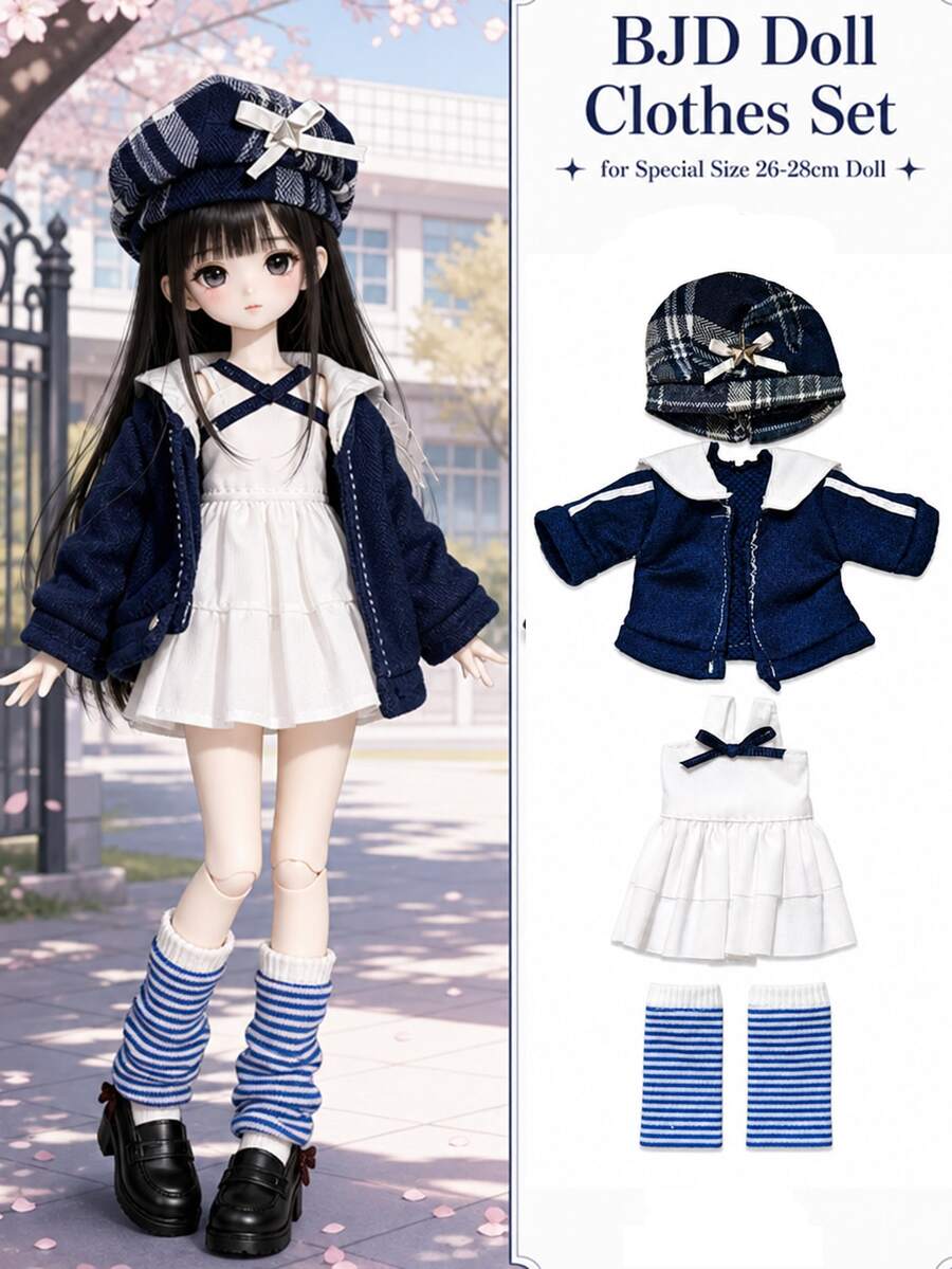 YOSD/KARORU Fit Special Size 1/6 BJD Doll Clothes, Japanese School Uniform Sailor Suit Set, Suitable For 26-28cm (10-11 Inch) Dolls - Doll Outfit Set (Doll Not Included) - View 1