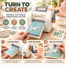 Handheld Manual Embossing Machine, Manual Roller Paper Craft Die Cutting Machine, DIY Scrapbook Greeting Card Embossing Tool, Portable No-Power Hand-Operated Cutting And Embossing 2-In-1 Tool, Cardstock Scrapbook Crafting Machine - Multicolor - View 3