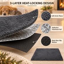 Self-Heating Pet Mat For Dogs And Cats, Soft Arctic Fleece Warm Pet Bed With Reflective Aluminum Foil And Black Non-Slip Bottom, No Electricity Needed, Indoor Pet Winter Warm Sleep Pad - Dark Grey - View 4