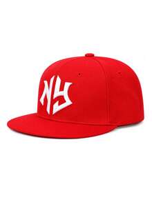 1 Men's Geometric Pattern Embroidered Hip-Hop Hat Outdoor Adjustable Sun Protection Casual Hat Spring And Autumn Style - Red - View 1