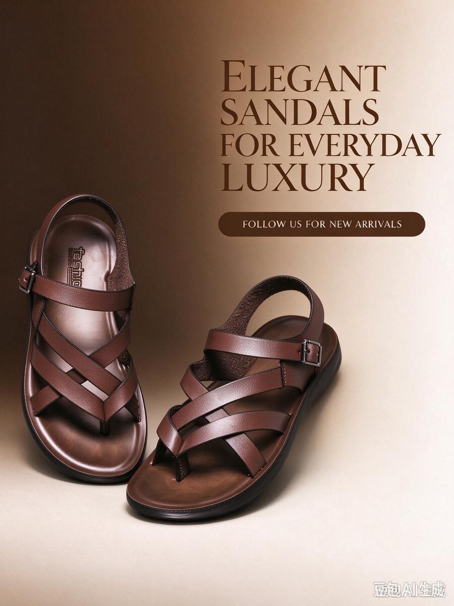 European & American Style Men's Vintage Brown Cross Strap Toe Sandals, Versatile Commuter Breathable Soft Sole Anti-Slip Back Strap Casual Slides - Brown - View 1