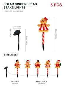 Christmas Gingerbread Man Solar Ground Light, Waterproof LED Outdoor Pathway Light, 8 Lighting Modes, Auto On At Dusk, 8 Hours Working Time, Cute Garden Decor, Christmas Garden Lawn Porch Gift, Christmas Party - Multicolor - View 10