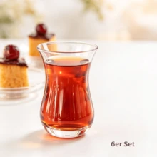 طقم أكواب شاي زجاجي 6 قطع، أكواب شاي تقليدية بشكل زهرة التوليب، سعة 111 مل، 9.7 * 6.5 سم، لتقديم الشاي الأسود والمشروبات اليومية - شفاف - مشاهدة 1