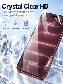 3Pcs HD Clear Hydrogel Film, Self-Healing Soft Screen Protector, High Clarity Smooth Touch Anti-Scratch Full Coverage Phone Screen Film Compatible With IPhone 18 Pro Max 17 16 15 Plus 14 13 12 11 Series - Clear - View 4