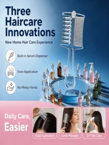 1pc Crystal Hair Comb With 2-In-1 Design, Scalp Massage Comb And Essence Application Comb, Mess-Free Application, Home Hair Care, Gentle Scalp Massage, Improves Hair Loss, Daily Hair Maintenance - Multicolor - View 6