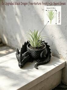 Mini Fantasy Dragon-Shaped Guardian Flower Pot / Artificial Plant Creative Succulent Green Flower Pot Desktop Decoration, Bar Counter Art Ornament, Office Decoration, Suitable For Home Offices And Bedrooms, Gift Ornament, Flower Pot Home Decoration. - Multi-color - View 11