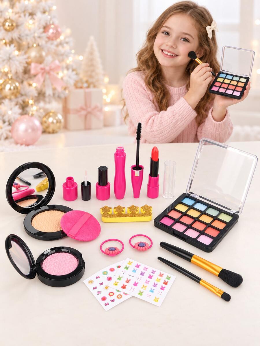 Children Girls Pretend Play Makeup Set Princess Bag Makeup Toys Holiday Gift, Not Real Cosmetics