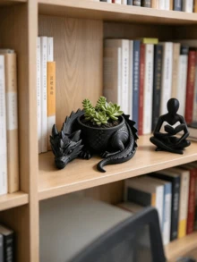 Mini Fantasy Dragon-Shaped Guardian Flower Pot / Artificial Plant Creative Succulent Green Flower Pot Desktop Decoration, Bar Counter Art Ornament, Office Decoration, Suitable For Home Offices And Bedrooms, Gift Ornament, Flower Pot Home Decoration. - Multi-color - View 7