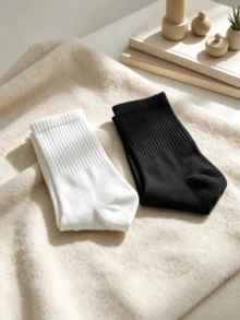 1/3/5 Pairs Comfortable Men's Sports Socks, Suitable For Workout, Training, Casual And Business Wear, Moisture-Wicking, Odor-Resistant, Soft And Lightweight, All-Season, Pure White And Black Mid-Calf Socks With Towel Bottom - Multicolor - View 3