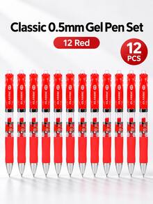 3/6/12pcs Retractable Gel Pens Set, 0.5mm Large Capacity Black, Dark Blue & Red Ink Pens, Smooth Writing Signature Pens For Students, Teachers, School Supplies & Office Stationery - Multiple Options Available - View 17