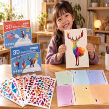 1pc Fun Puzzle Sticker - Children's 3D Geometric Collage Handmade DIY Intellectual Puzzle Sticker, Focus Early Education Educational Toy, Educational Activity Book, Suitable For Children, Student Interactive Game Sticker, Cultivate Creativity And Motor Skills, Includes Animals, Shapes, Colors - Creative Birthday, Christmas, Halloween Gift - Multicolor - View 6