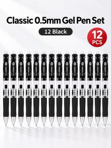3/6/12pcs Retractable Gel Pens Set, 0.5mm Large Capacity Black, Dark Blue & Red Ink Pens, Smooth Writing Signature Pens For Students, Teachers, School Supplies & Office Stationery - Multiple Options Available - View 15