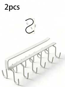 1/2pcs Hat And Bag Storage Rack, Belt Storage Rack, Closet Accessories Storage Rack, 6 Hat Hooks, Closet Clothing Storage Rack, No-Drill Easy Storage Rack, Closet Hook Storage Rack, Longest Side 10.2 Inches, Second Longest Side 8.6 Inches, Height 3.1 Inches - Upgraded White - View 13