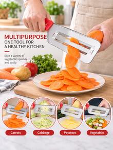 Cabbage Kitchen Knife Slicer Chopper Shredder Sauerkraut Cutter Coleslaw Grater (Red-A) - Multicolor - View 4