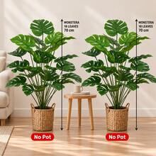2/1 PC Artificial Large Leaf Plant No Pot, Faux Greenery Decorative Tree For Indoor Home Decor, Living Room, Bedroom, Office, Entryway, Shelf And Corner Display, Lifelike Broadleaf Fake Plant Accent For Modern Farmhouse, Hotel, Wedding, Photo Styling - Multicolor - View 16