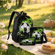 Splatter Football Street Graffiti Style 2D Print 3 Pieces Set, Side Elastic Mesh Pocket Water Bottle Holder, Wide Thick Breathable Adjustable Shoulder Strap, Fashion Football Fan Commute Game-Watching Sports Travel Storage Set - Printed Bag - View 7