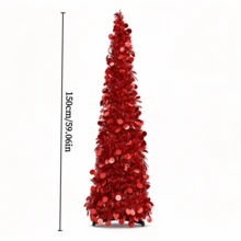 1.2m Slim Folding Christmas Tree, Multiple Colors Available, Stable Metal Base, Foldable Artificial Branches, Suitable For Indoor Home And Store Window Christmas Decorations - Multicolor - View 7