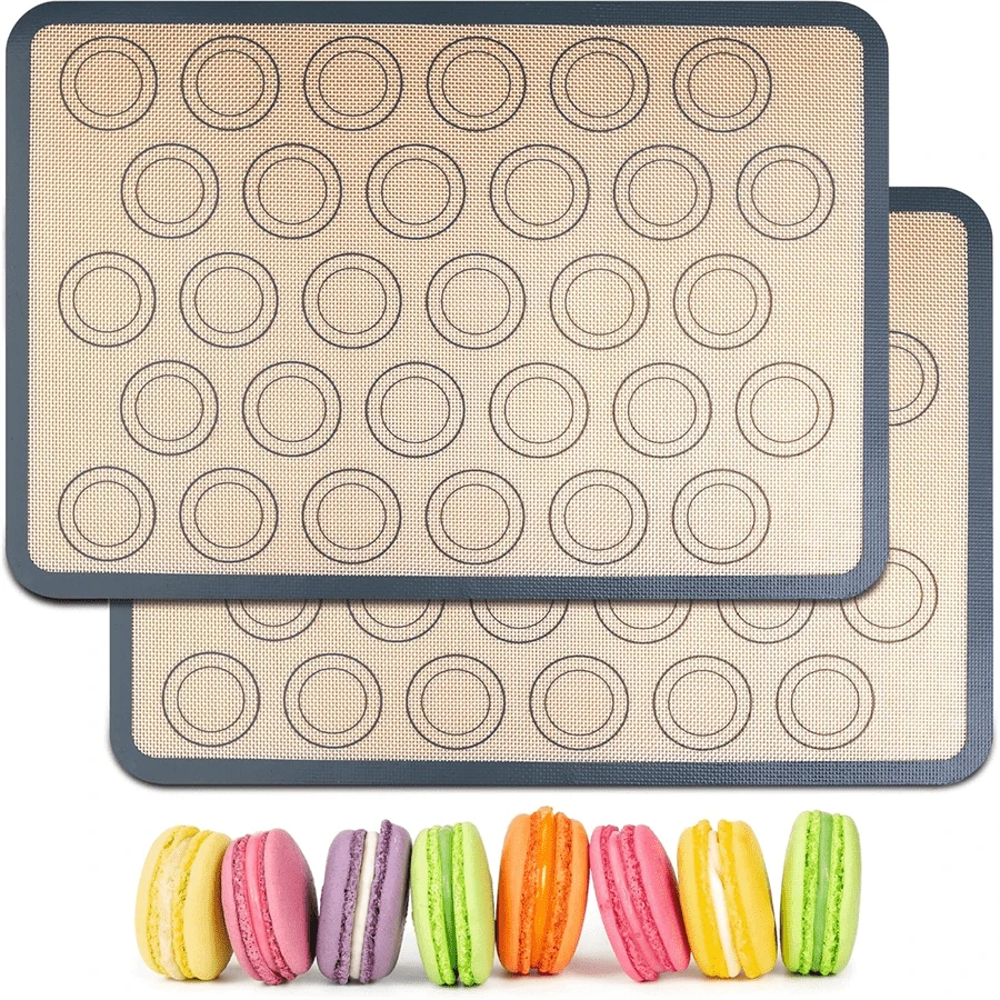 3pcs Silicone Baking Mats With Round Scale, Half Sheet Size Baking Liners, Suitable For Macarons, Cookies, Pastries And Baked Foods, Fits Standard Baking Trays