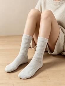 1/4 Pair All-Season Vintage Aesthetic Floral Comfortable Versatile Mid-Calf Socks - Multicolor - View 4