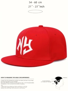 1 Men's Geometric Pattern Embroidered Hip-Hop Hat Outdoor Adjustable Sun Protection Casual Hat Spring And Autumn Style - Red - View 3
